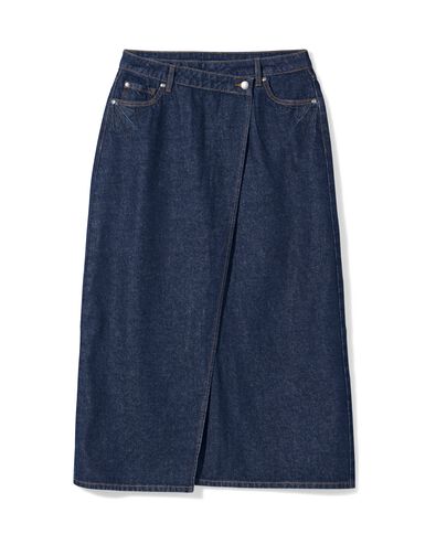 dames overslagrok Cindy denim donkerblauw donkerblauw - 36203360DARKBLUE - HEMA