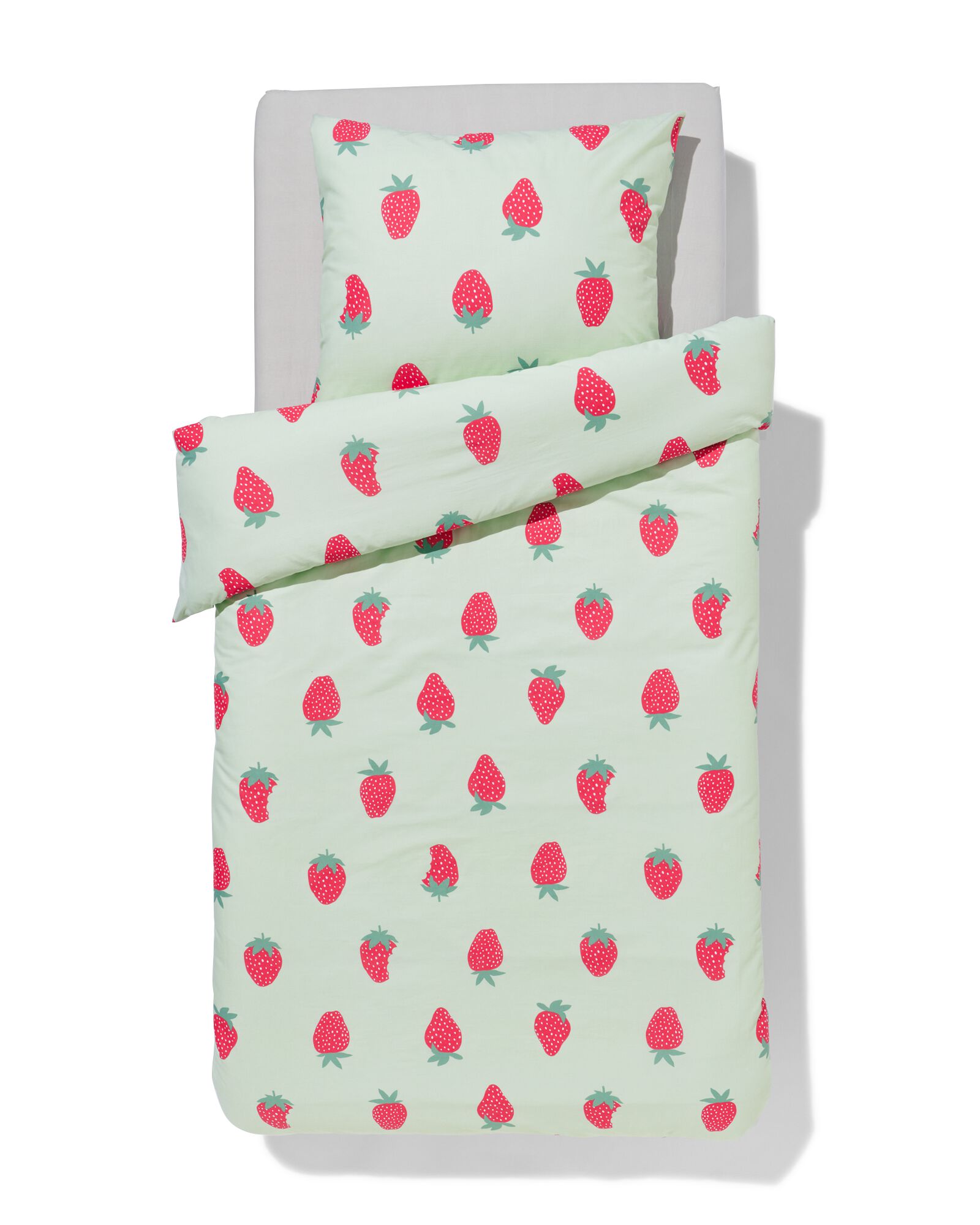 Kinderbettbezug 140 &times; 200 cm weiche Baumwolle Erdbeeren - 5730209 - HEMA