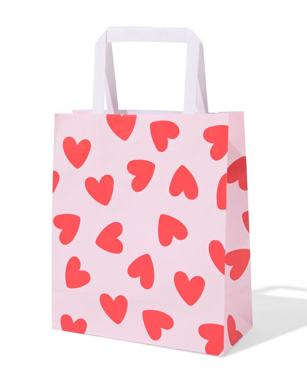 cadeautasjes M hart - 6 stuks - 14710293 - HEMA