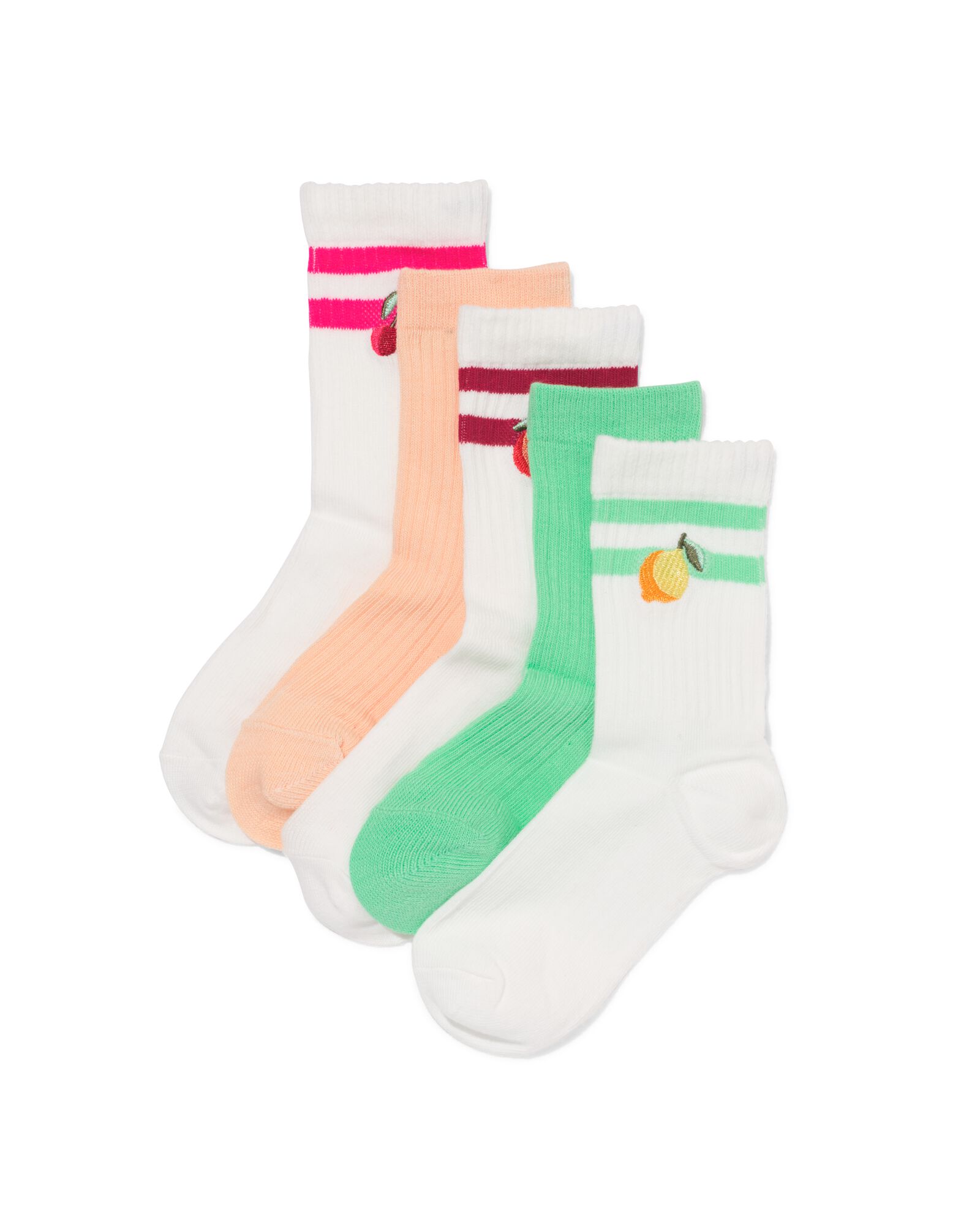 Kinders&ouml;ckchen, gestreift, Obst &ndash; 5 Paar eierschalenfarben eierschalenfarben - 4320705OFFWHITE - HEMA