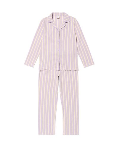 kinderpyjama flannel strepen lila lila - 23001140LILAC - HEMA