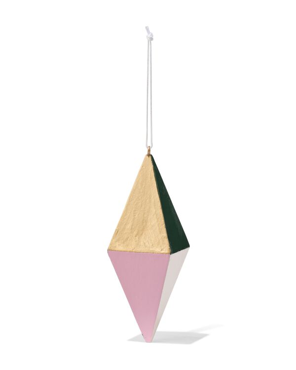décoration de Noël à suspendre 12 cm bois diamant lilas-dorée - 25101443 - HEMA