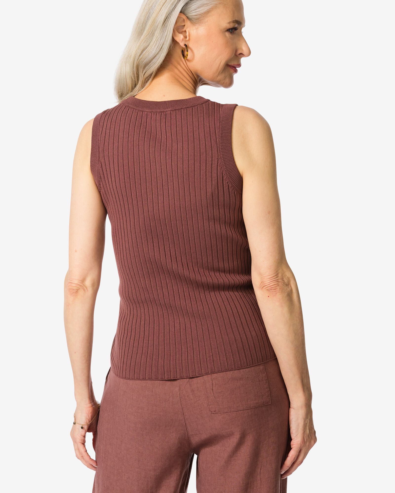 Damentop Frida, gerippt braun - 36200570BROWN - HEMA