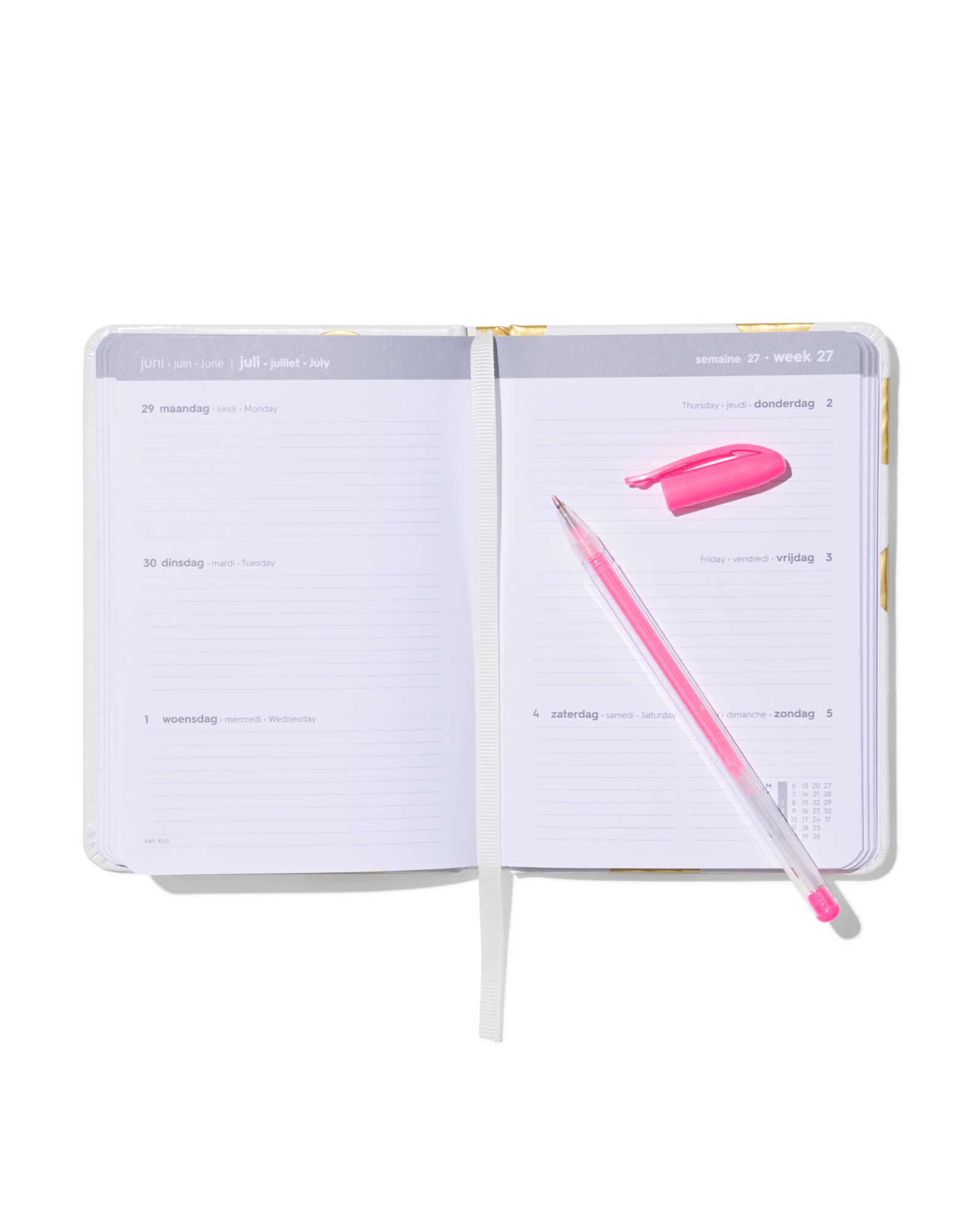 agenda A6 PU 2026 &agrave; pois dor&eacute; - 14500605 - HEMA