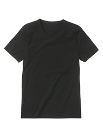 heren t-shirt slim fit v-hals zwart zwart - 1000009580 - HEMA