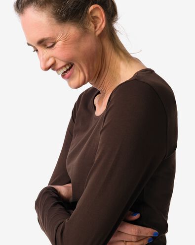 Damen-T-Shirt, enge Passform, Rundhals braun braun - 36310370BROWN - HEMA