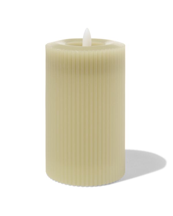 bougie nervur&eacute;e LED avec cire &Oslash;7.5x12.5 vert clair - 13550058 - HEMA