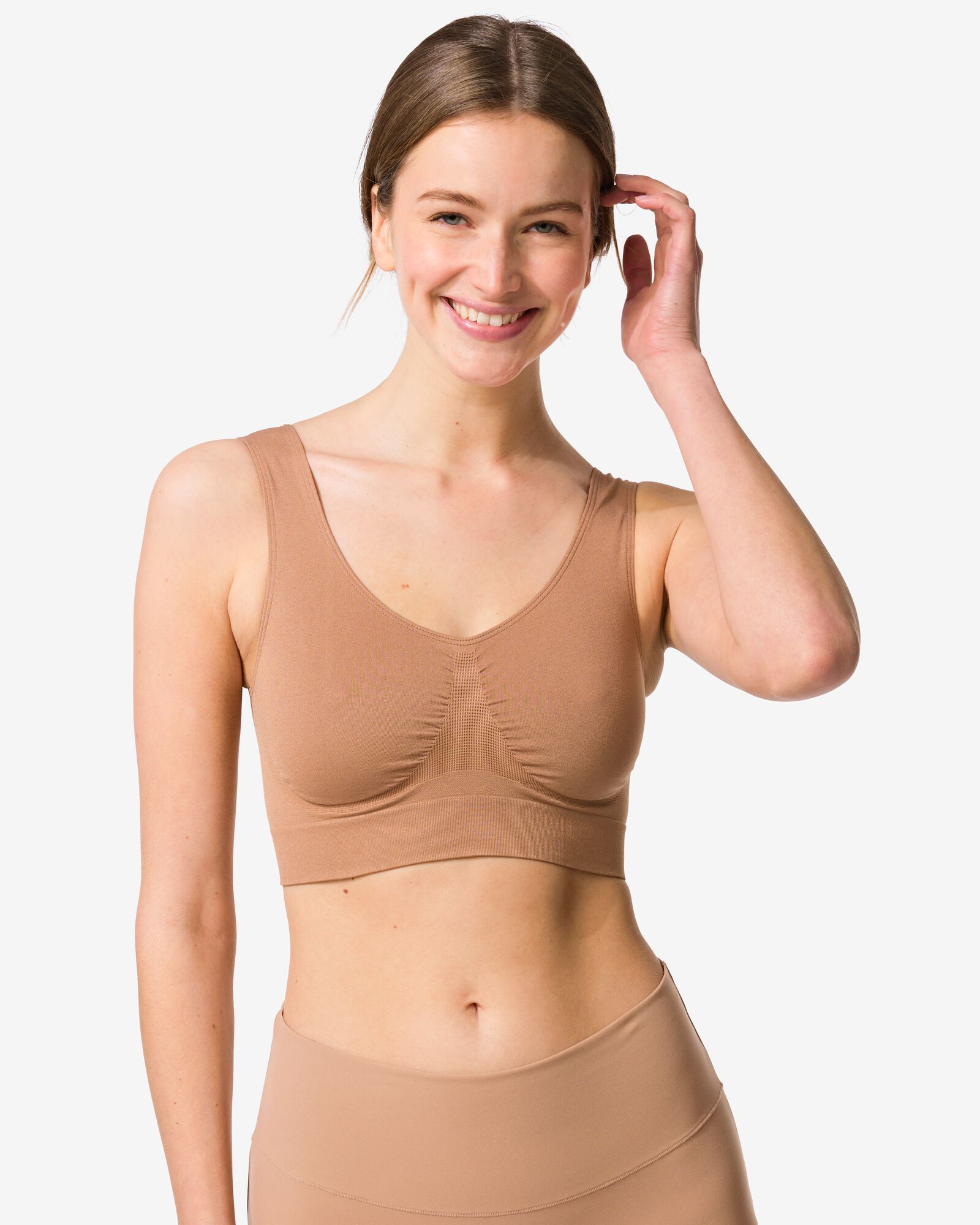 haut non pr&eacute;form&eacute; sans armature ni couture marron moyen - 21807190MIDBROWN - HEMA