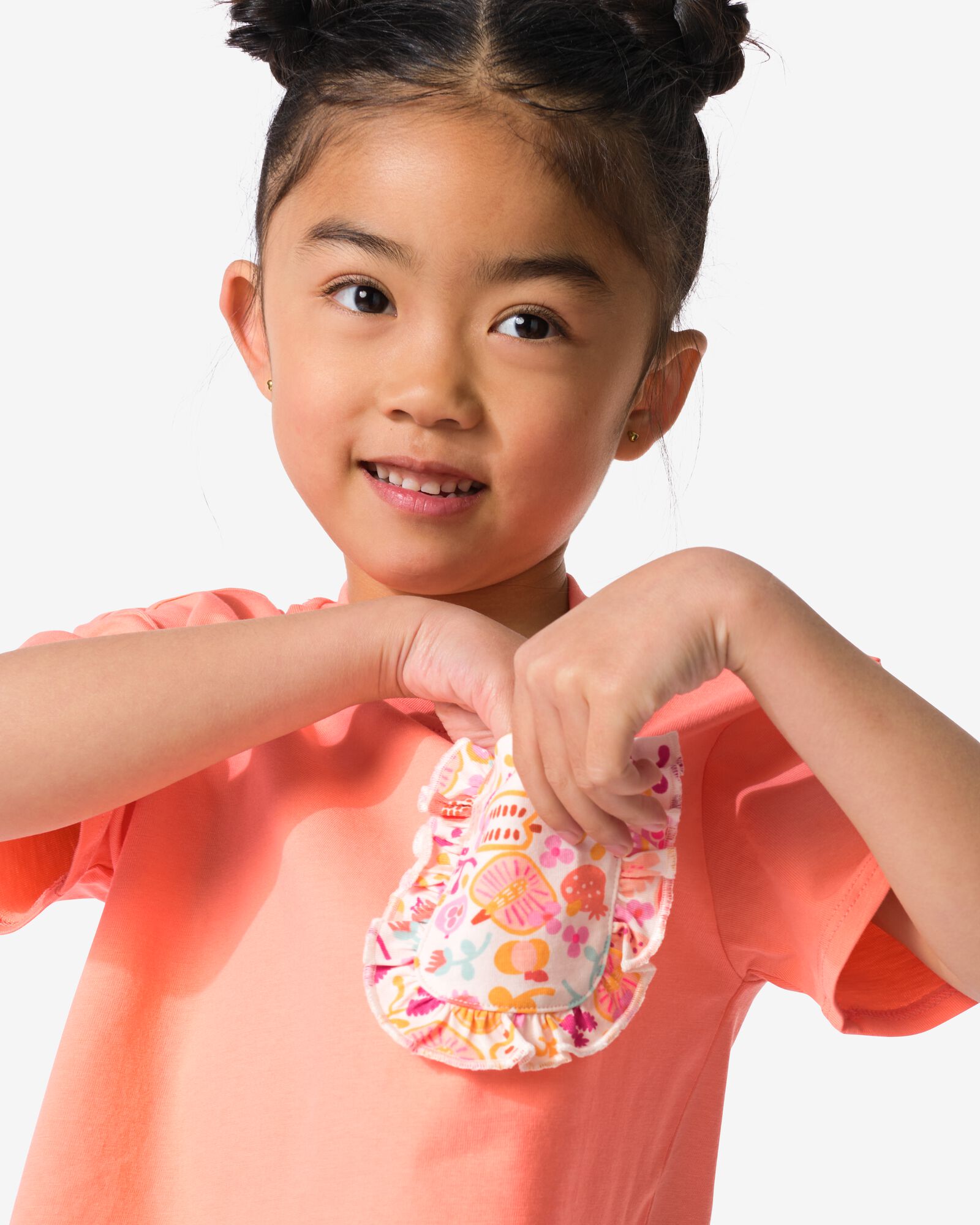 Kinderbekleidungsset gerippt mit Blumen korallfarben korallfarben - 30848005CORAL - HEMA