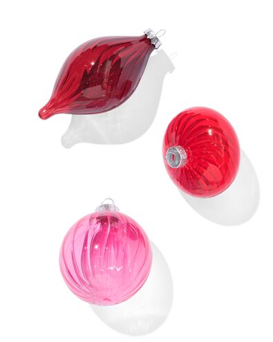 lot de boules de No&euml;l spirale rouge - 3 pi&egrave;ces - 25100058 - HEMA