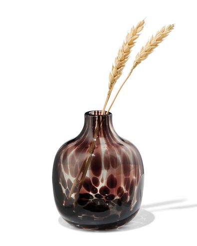 vaas ⌀7x10cm glas camouflage bruin - 13326018 - HEMA