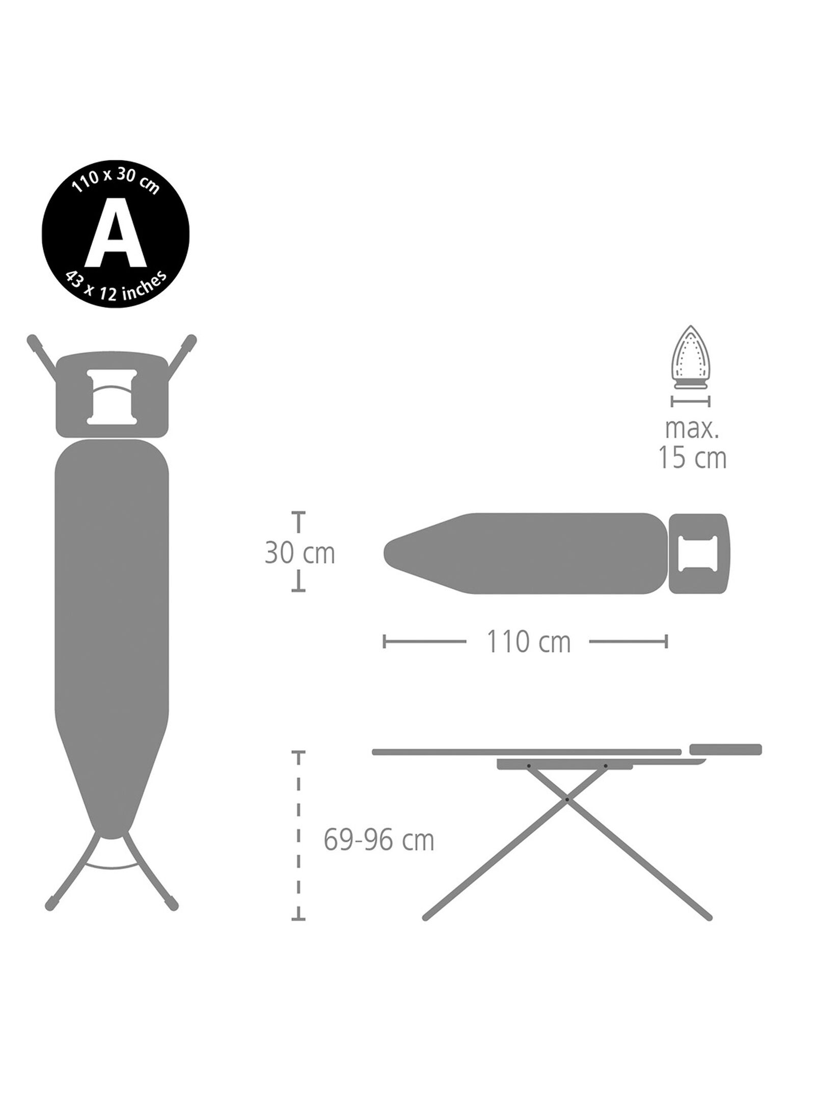 Brabantia strijkplank A 110x30cm  voor strijkijzer strepen roze - 20500171 - HEMA