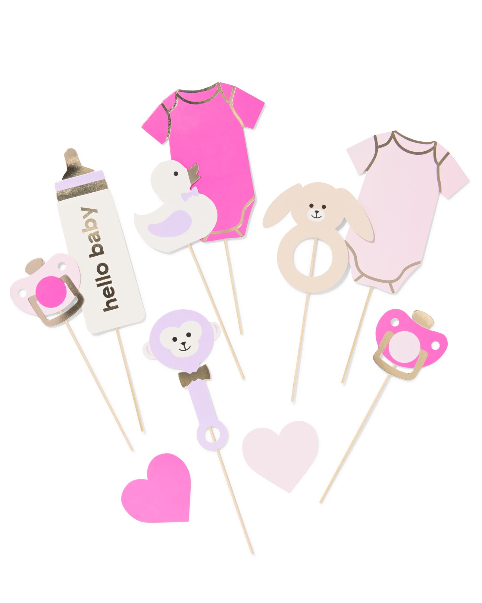accessoires de f&ecirc;te b&eacute;b&eacute; rose 8 pi&egrave;ces - 14290001 - HEMA