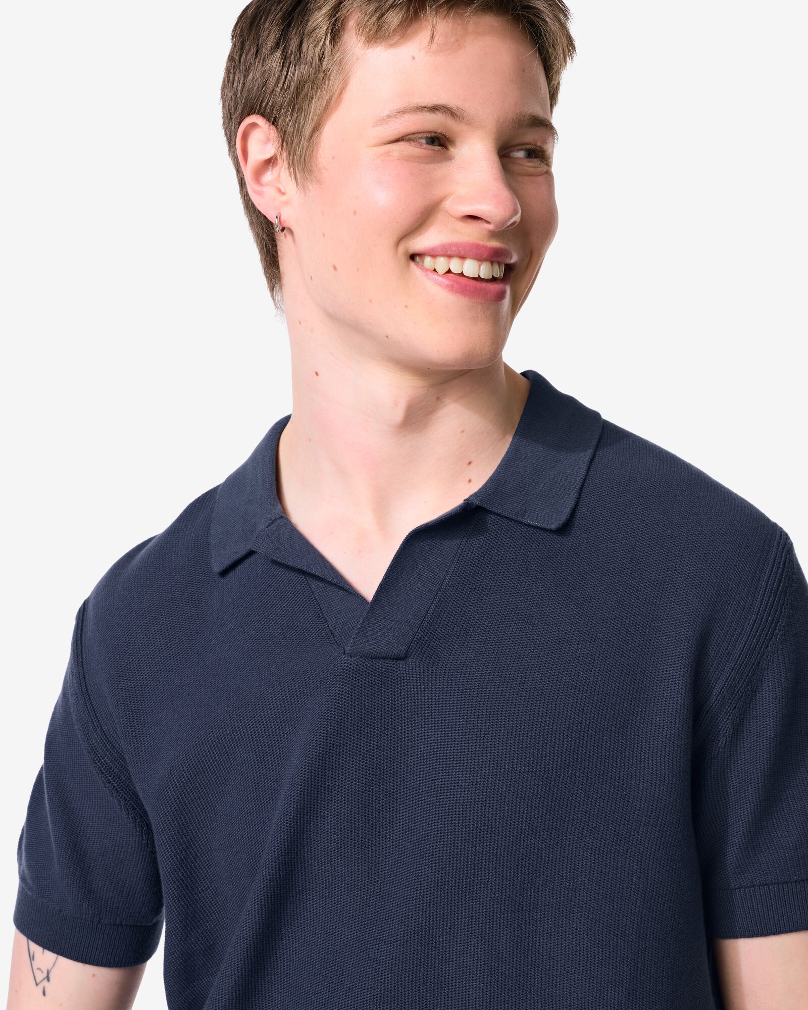 polo homme Kris structure bleu fonc&eacute; bleu fonc&eacute; - 2189140DARKBLUE - HEMA