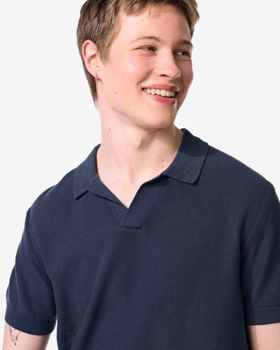 polo homme Kris structure bleu fonc&eacute; bleu fonc&eacute; - 2189140DARKBLUE - HEMA