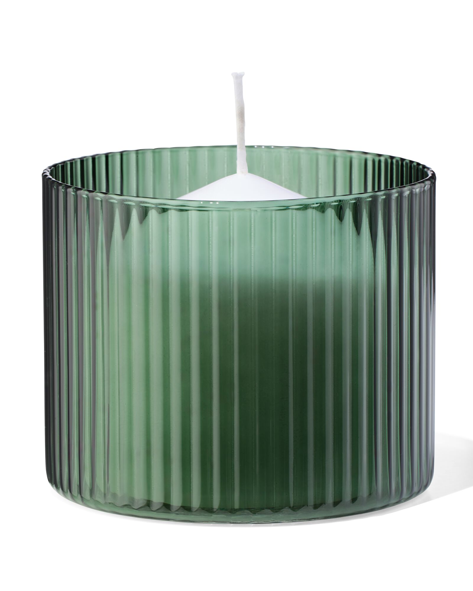 verre pour bougie parfum&eacute;e ⌀10x8,5cm nervur&eacute; vert fonc&eacute; - 13507525 - HEMA