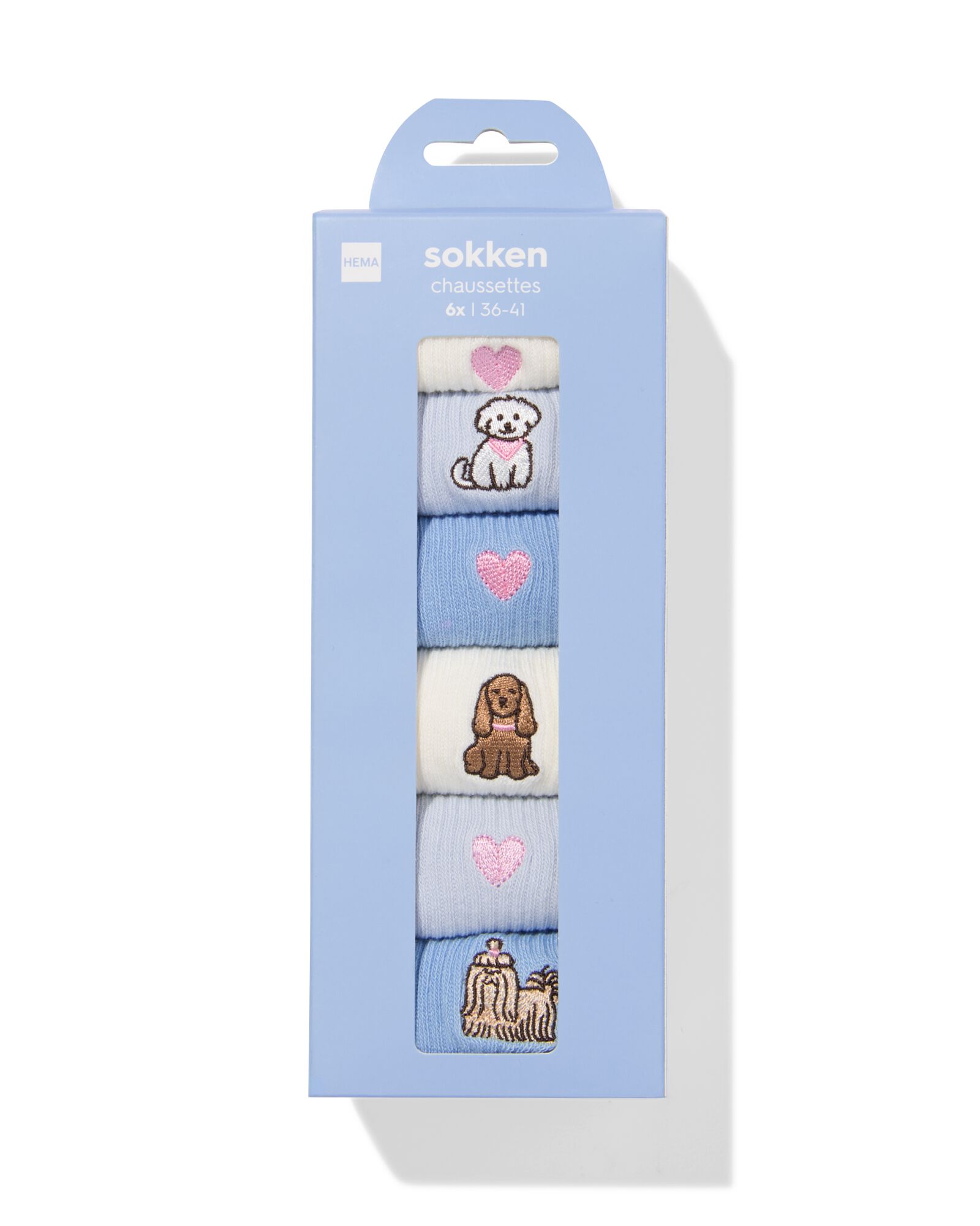 coffret cadeau chaussettes taille 36-41 chien - 6 paires - 61104414 - HEMA