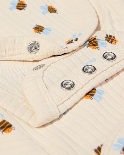 newborn meegroei overslagromper rib dieren  &eacute;cru &eacute;cru - 33438320ECRU - HEMA