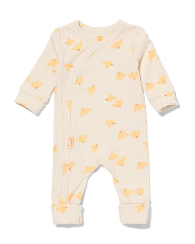 Gerippter mitwachsender Newborn-Strampler aus Bambus mit Stretchanteil und Vögeln ecru - 33412720ECRU - HEMA