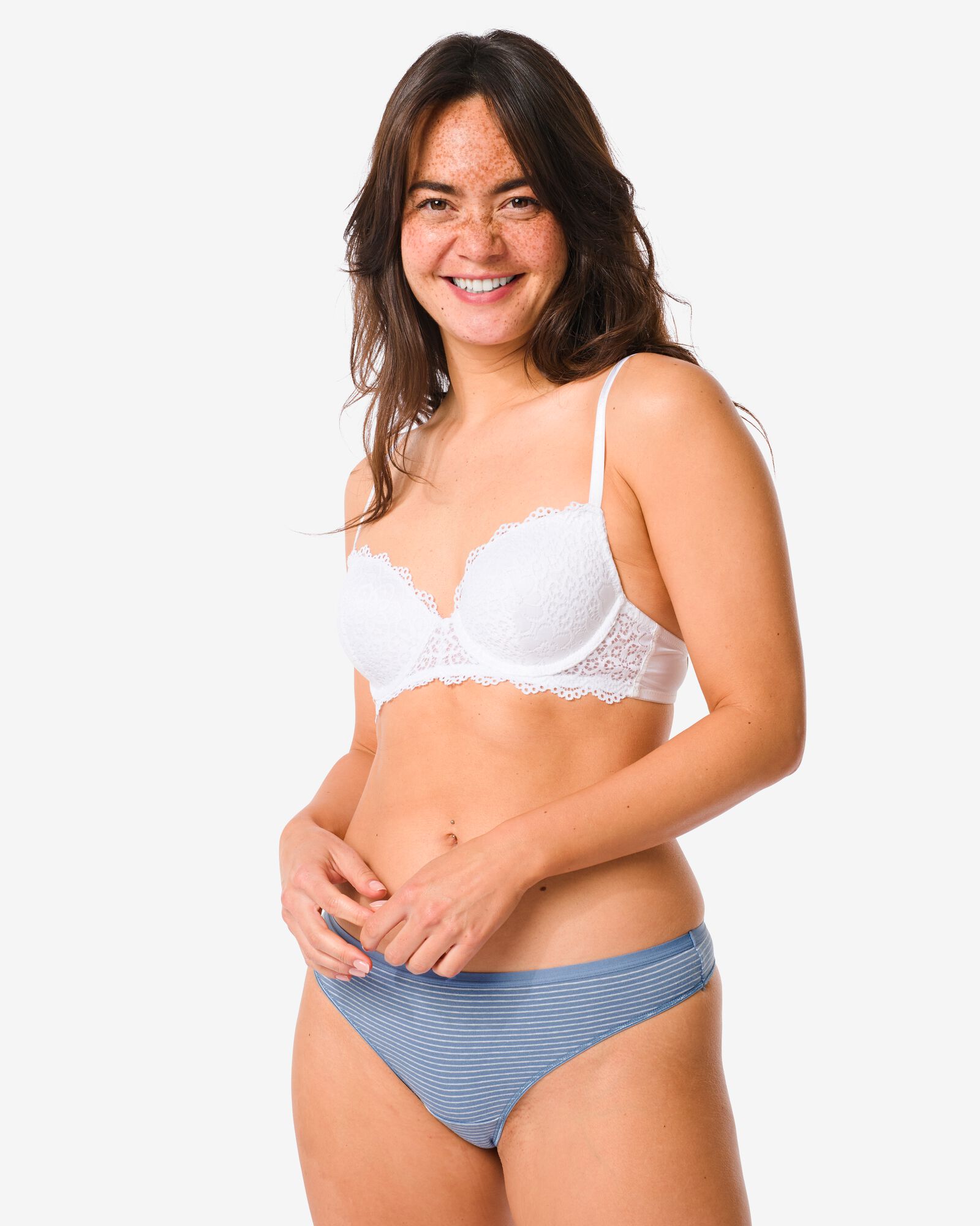 2 strings femme taille haute coton stretch bleu bleu - 1000030301 - HEMA