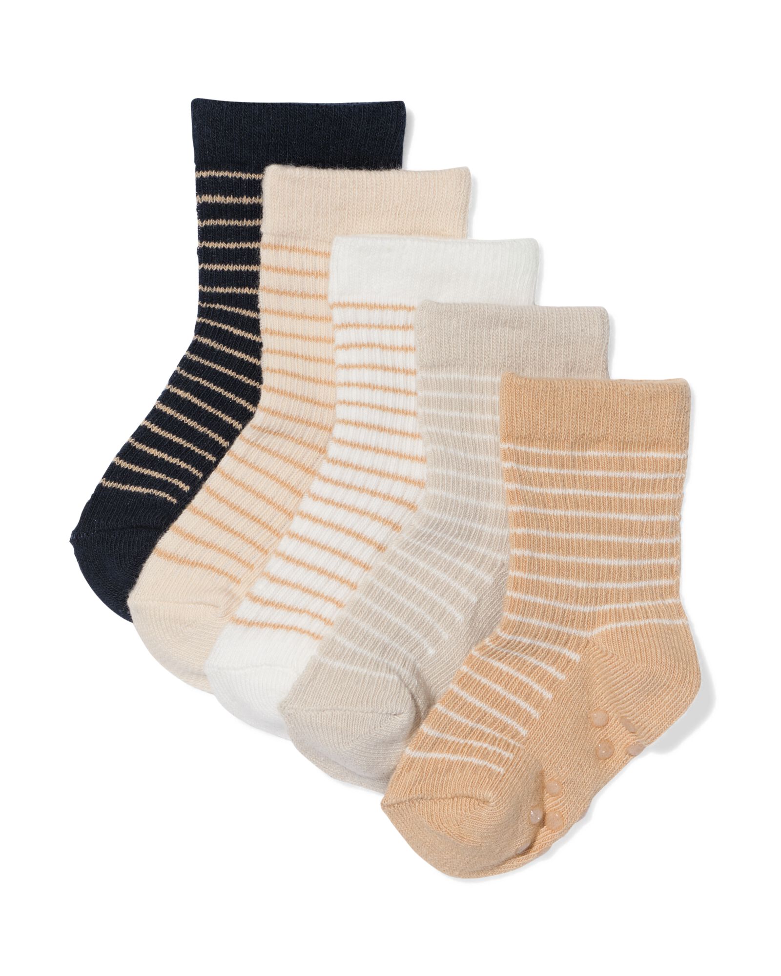 chaussettes rayures b&eacute;b&eacute; - 5 paires sable sable - 4700820SAND - HEMA