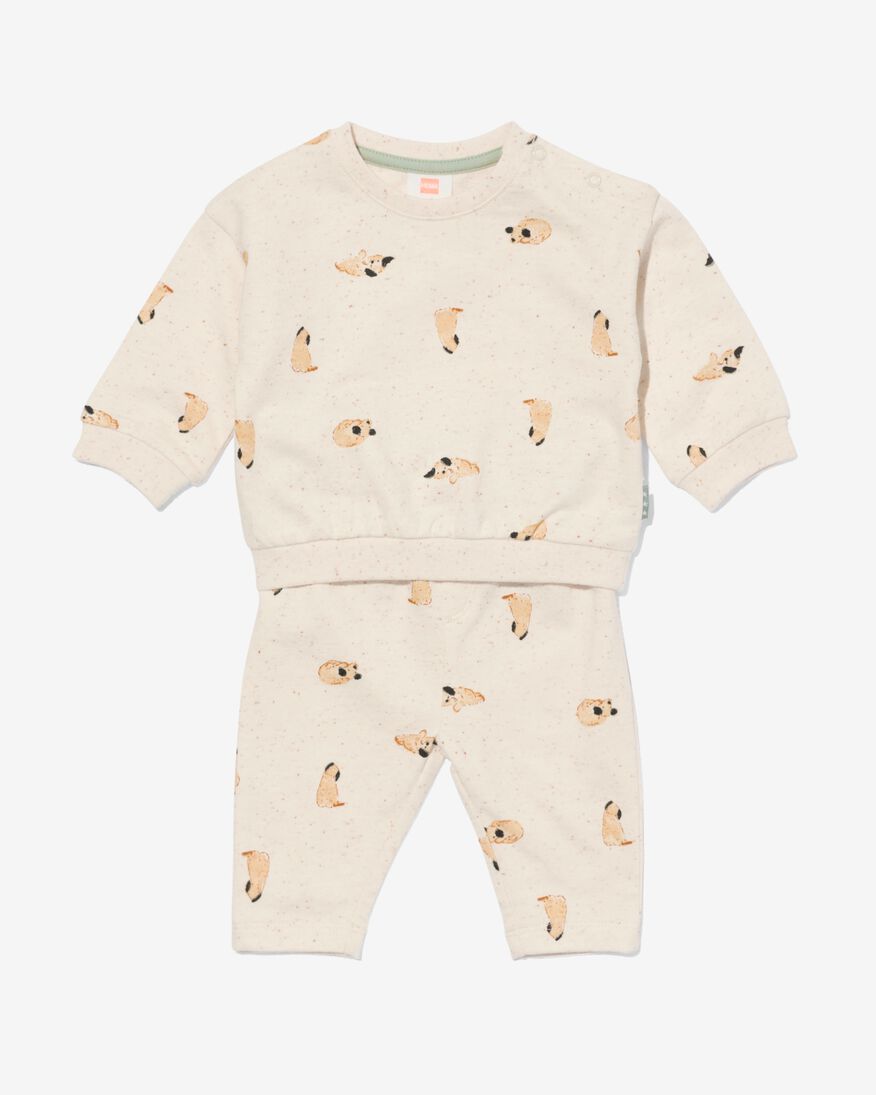 newborn kledingset sweatshirt en -broek ecru ecru - 1000032597 - HEMA