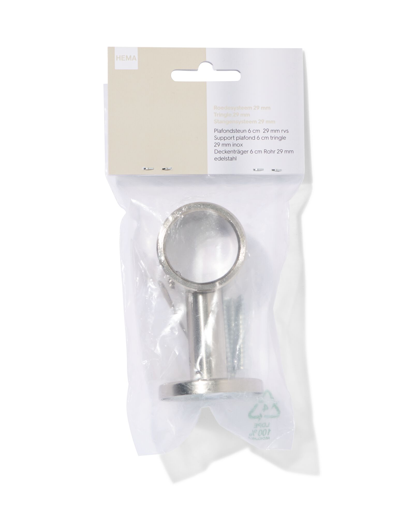 support de plafond 6 cm pour tringle 29 mm inox - 7502027 - HEMA