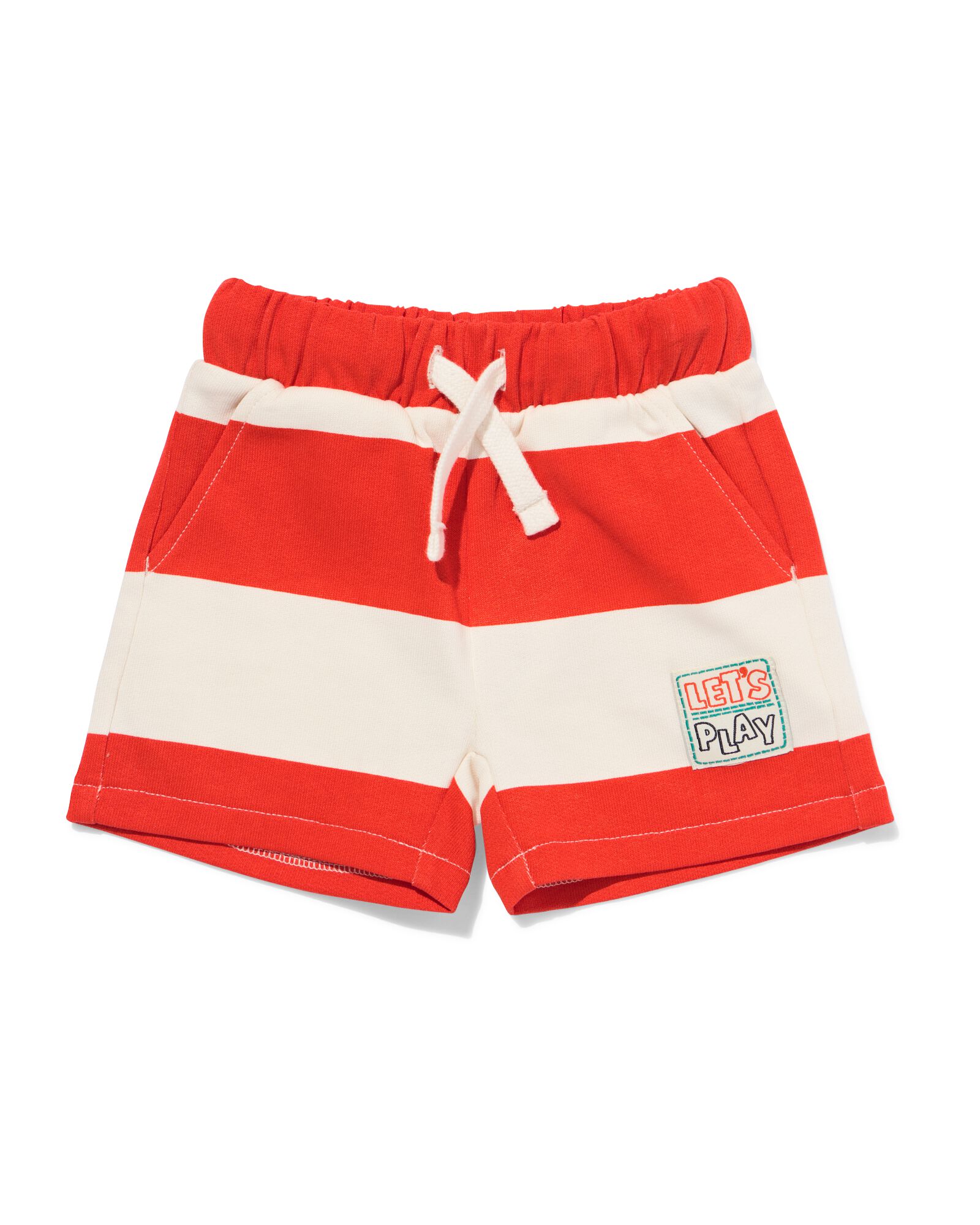 short b&eacute;b&eacute; coupe confortable tissu molletonn&eacute; rayures rouge rouge - 33187370RED - HEMA