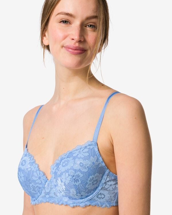 soutien-gorge dentelle pr&eacute;form&eacute; avec armatures bleu bleu - 21805570BLUE - HEMA