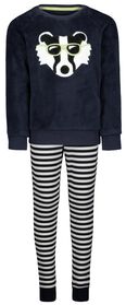 Kinder-Pyjama, Fleece/Baumwolle, Waschbär dunkelblau dunkelblau - 1000028991 - HEMA