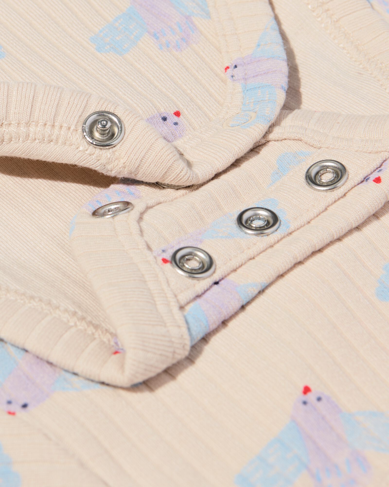 newborn meegroei overslag body rib dieren ecru ecru - 33438420ECRU - HEMA