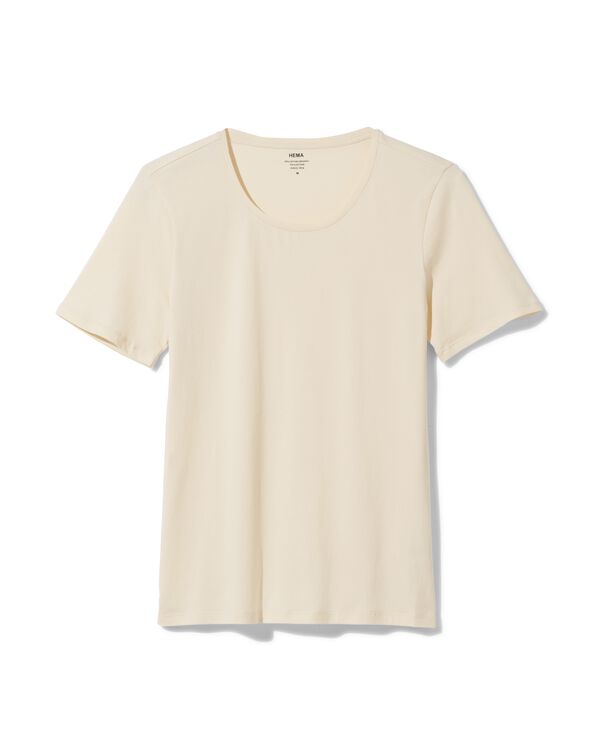T-shirt femme col ouvert blanc cass&eacute; blanc cass&eacute; - 36319880OFFWHITE - HEMA