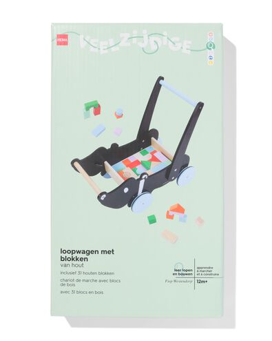 Takkie loopwagen met blokken hout - 15100409 - HEMA