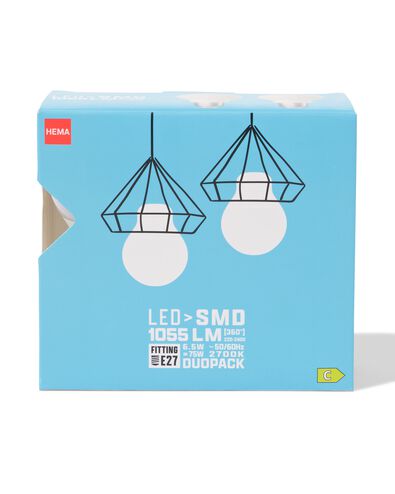 poire led smd E27 6,5W 1055lm - 2 pi&egrave;ces - 20000073 - HEMA