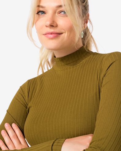 Damen-Top Caro mit Rollkragenpullover, gerippt gr&uuml;n - 36278560GREEN - HEMA