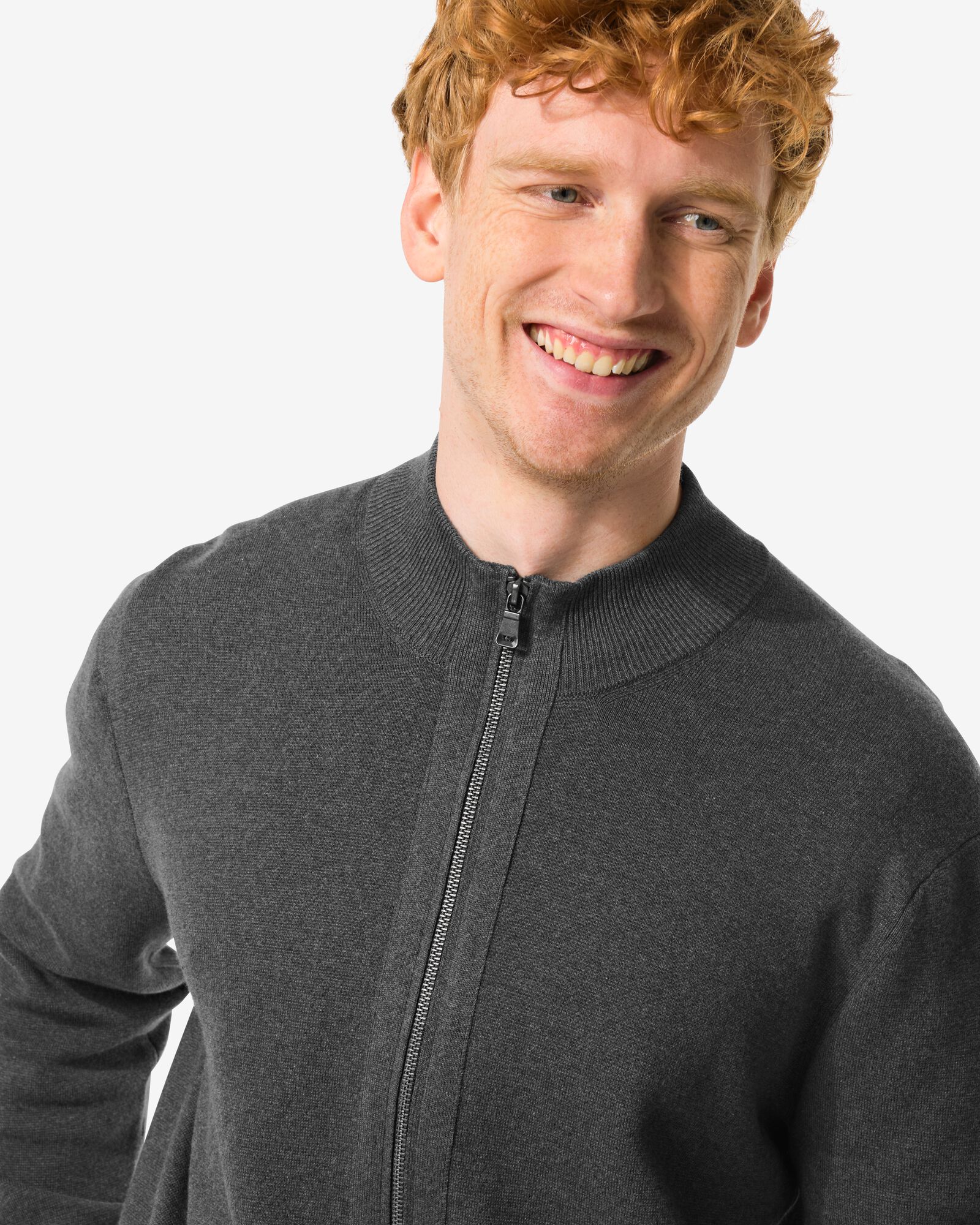 herentrui met rits donkergrijs - 2140120DARKGREY - HEMA