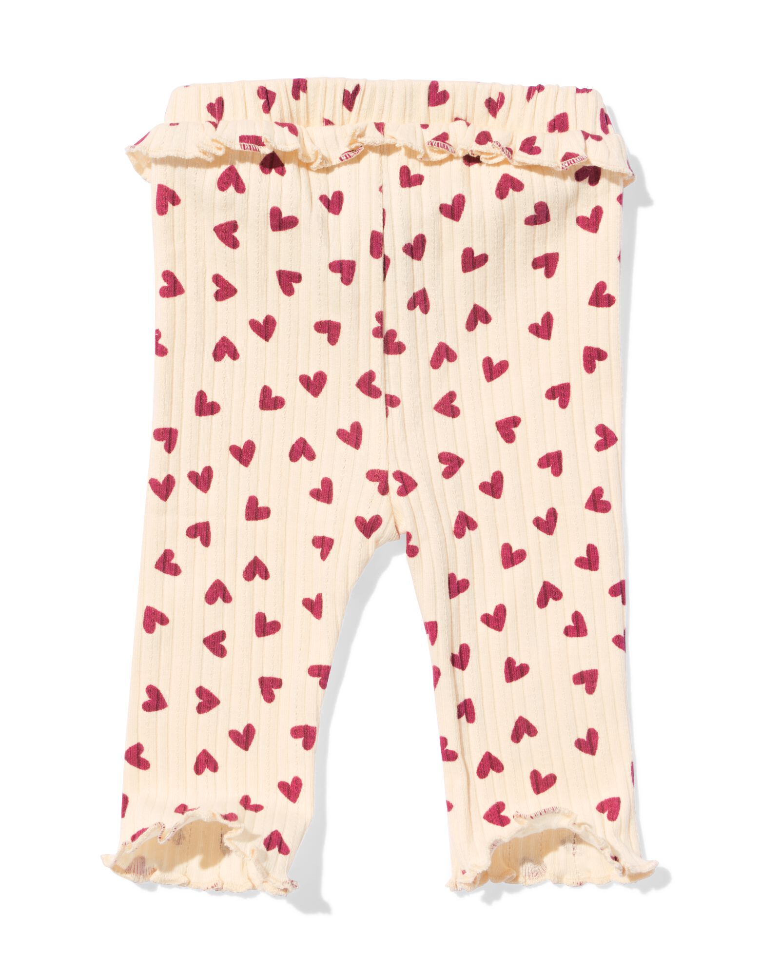 newborn legging rib hartjes ecru ecru - 33446420ECRU - HEMA