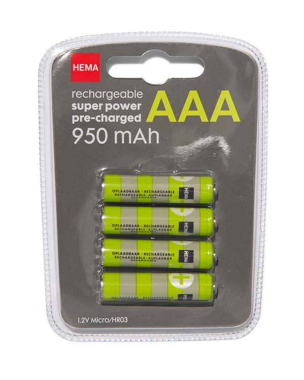 4 piles AAA 950mAh plus rechargeables - 41290273 - HEMA