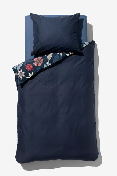 Bettwäsche, Soft Cotton, 200 x 220 cm, Blumen, blau - 5760031 - HEMA