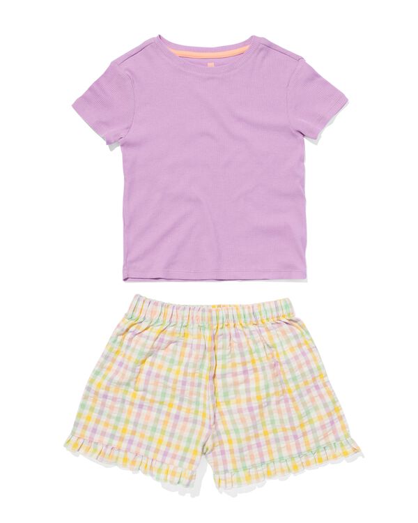 pyjacourt enfant en coton à carreaux lilas lilas - 23071580LILAC - HEMA