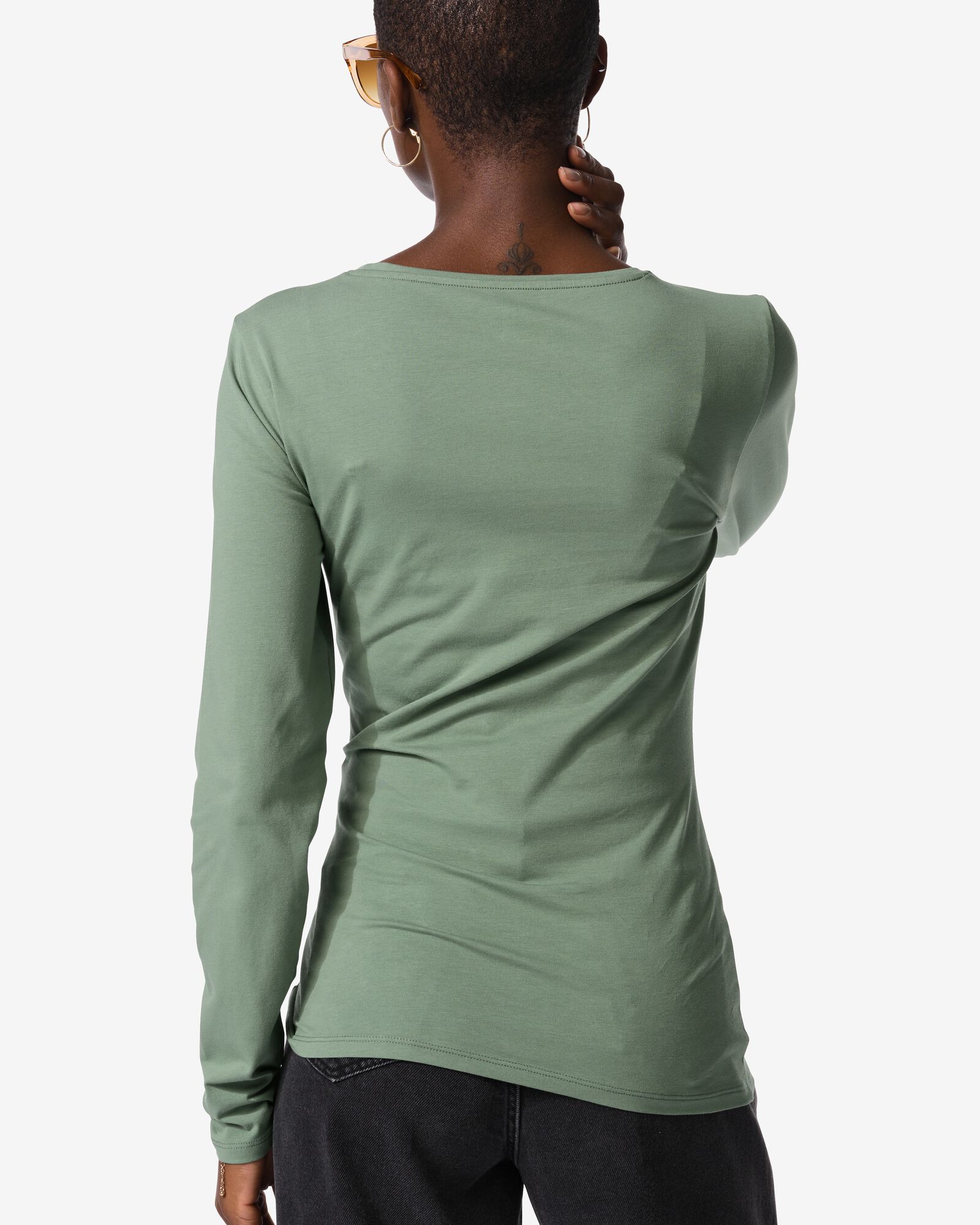dames T-shirt basic o-hals groen - 36300410GREEN - HEMA