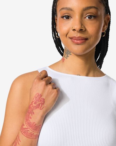 Damenshirt Rita gerippt  wei&szlig; - 36278965WHITE - HEMA