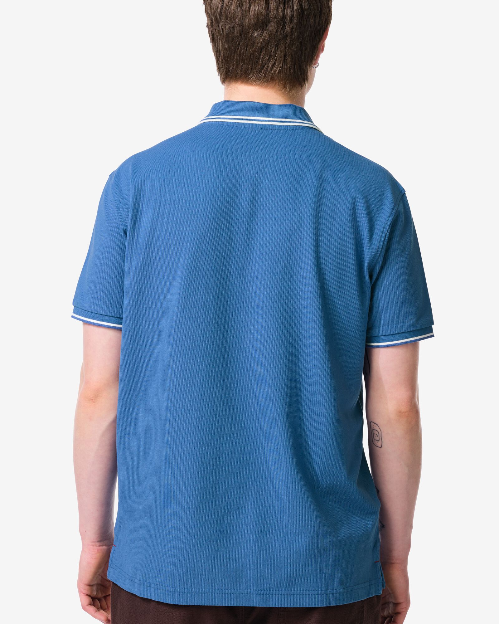 polo homme Denton piqu&eacute; bleu moyen bleu moyen - 2140550MIDBLUE - HEMA