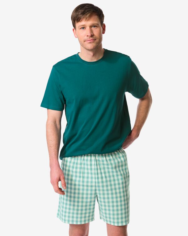 Herren-Kurz-Pyjama Philip, Jersey, kariert mittelgr&uuml;n mittelgr&uuml;n - 23686220MIDGREEN - HEMA