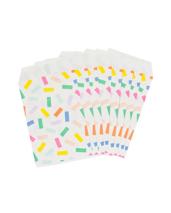 sachets anniversaire papier rayures color&eacute;es 8 pi&egrave;ces.  - 14250109 - HEMA