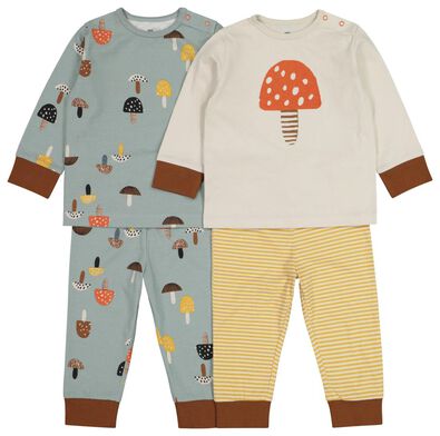2 pyjamas bébé champignon bleu clair - 1000020634 - HEMA