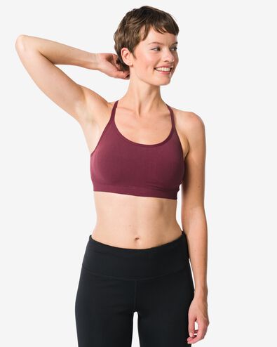 haut de sport pr&eacute;form&eacute; light support sans armature ni couture rouge fonc&eacute; - 21700160DARKRED - HEMA