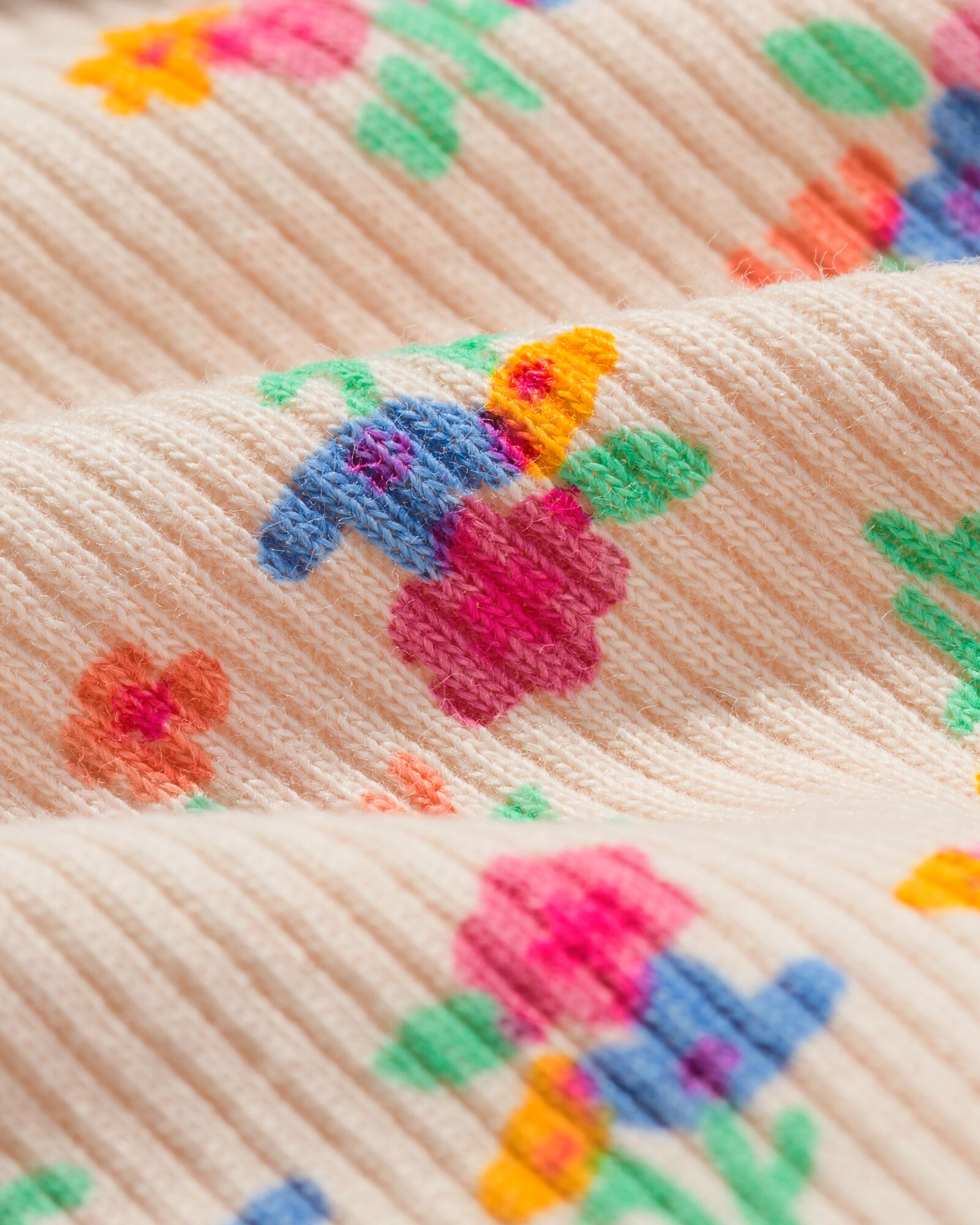 newborn overslag T-shirt rib bloemen zand zand - 33440620SAND - HEMA