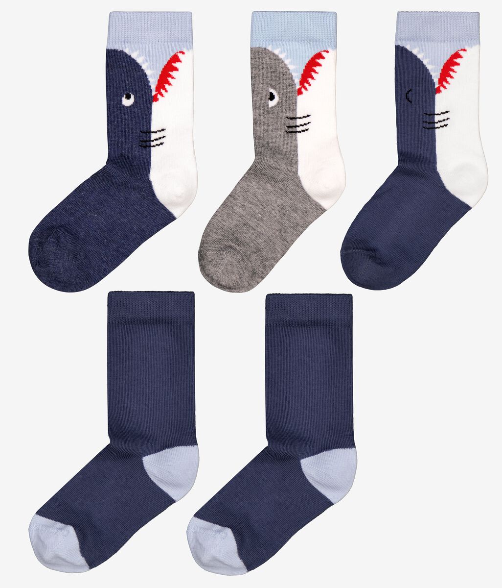 5 paires de chaussettes enfant requins bleu - 1000026519 - HEMA