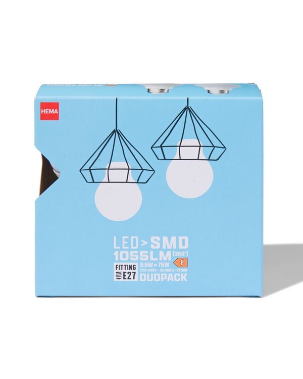 poire led smd E27 6,5W 1055lm - 2 pi&egrave;ces - 20000073 - HEMA